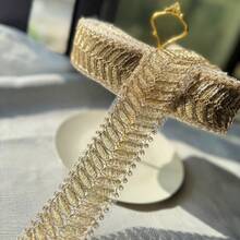 2 Sizes Colorful Mesh Gold Thread Lace - Gold Embroidered, Suitable For Sewing, Knitting And Handicraft Projects - Gold - View 4