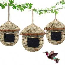 1pc Handwoven Bird Nest Box, Suitable For Hummingbirds And Other Small Birds Outdoor Birdhouse - View 1