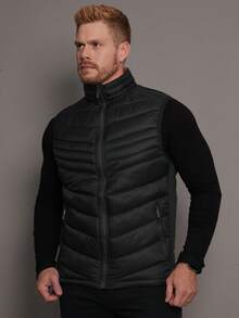 Men's Double-Sided Puffer Vest With Zipper For Winter - Verde militar - Ver 8