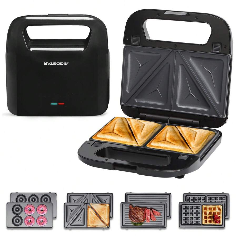 Electric Sandwich Maker Waffle Maker 4 In 1 Non-Stick Black