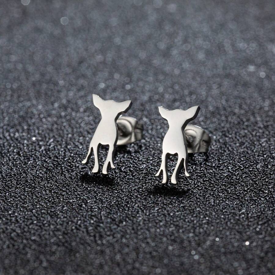 1对可爱不锈钢狗狗耳钉宠物狗耳钉时尚动物宠物爱好者礼物 - GED467 - 查看 1