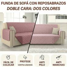 SERAPHINEX Funda de Sofá Antimanchas Impermeable 1 Piezas (1/2/3/4 Plazas) - Protector Sofá Acolchado 100% Poliéster con Correas Antideslizantes, Lavable, Ideal Mascotas - Rosa claro + rosa oscuro - Ver 2