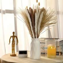 220pcs/440pcs  Dried Pampas Grass Decor 17 Inch Nature Dried Reed Fluffy Pompous Grass Bouquet Boho Decor Brown White Pampas For Wedding Home Table Rustic Farmhouse Party - Multicolor - View 2