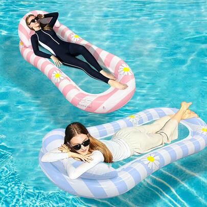 1 chiếc ghế nằm bơm hơi hình hoa cúc, chất liệu PVC, thích hợp cho kỳ nghỉ hè ở bãi biển, tiệc bể bơi.