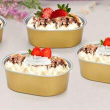 100/50/25/10/5pcs Oval/Semi-Circular Semi Ripe Cheese Molds With Lids, Suitable For Baking Pudding, Cakes, Snacks, Desserts, Caramel Pudding, Cupcakes, Pies, Caramel Pudding, Pancakes, Cupcakes, Etc. Mini Pudding Cups, Suitable For Parties, Weddings, Birthdays And Other Occasions. Half Circular Box Baking Packaging Box, Kitchen Baking Tools, Kitchen Supplies - Multicolor - View 3