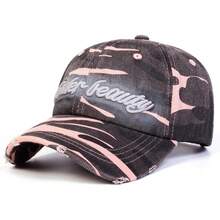 1顶男士 Leauty 字母刺绣迷彩印花做旧棒球帽，休闲街头风，适合春季、秋季、旅行、海滩等场合。 - 多色 - 查看 3