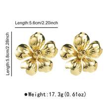 Mydear 1 Đôi bông tai vòng kim loại hình hoa phóng đại thời trang, phù hợp cho nữ giới đeo hàng ngày và dự tiệc. - những bông hoa - Xem 2