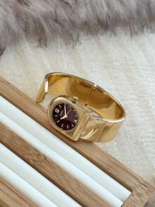 1 件装小巧精致的金/银色复古奢华女士石英表，时尚简约优雅，适合日常佩戴，生日礼物 - 金色 - 查看 2