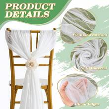 16pcs/Set Romantic Wedding Chair Sash Bow Decor, 20*275cm/7.8*108in Long Chiffon Ribbons For Wedding Aisle, Ceremony, Reception, Church, Party, Outdoor Decoration - White - View 9