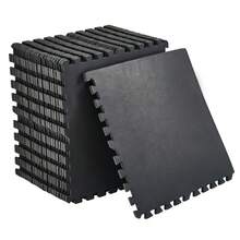 ShiningLove 12 Tiles/24Tiles High-Density EVA Foam Gym Floor Mats 48 Sq Ft/96 Sq Ft – 0.56" Thick, Waterproof Non-Slip Interlocking Tiles For Home Gym & Garage - 24 viên gạch đen - Xem 1