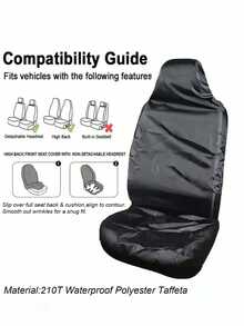 通用黑色汽车座椅套，防水前后排座椅套，适用于所有类型的汽车座椅，保护您的座椅免受灰尘、宠物毛发、污渍的侵害，并使其保持如新。 - 黑色 - 查看 6