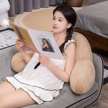 Waffle Stereoscopic Reading Pillow Backrest Pillow For Sitting In Bed Soft Corduroy Back Support Cushion With Arm Rests Portable Handle Comfortable Lumbar Support Pillow For Relaxing Reading Watching TV - Blue - View 6
