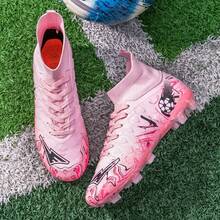 Giày bóng đá nam chính hãng, giày bóng đá chuyên nghiệp TF/FG cho bé trai, giày bóng đá trong nhà trên sân cỏ, giày bóng đá chống trượt cho bé gái và bé trai. - Hồng - Xem 6