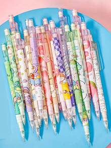 Set de 10 piezas/Set Lápices mecánicos con tema de dibujos animados (incluye 10 lápices mecánicos y 1 caja de minas de repuesto), mina de 0.5mm: diseño desmontable, no necesita afilar ni presionar, proporciona una experiencia de escritura limpia, sin manchar la mano - 10 portaminas - Ver 5