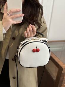 2026 New Fashion Cherry Crossbody Bag, Korean Style Ins Chic Shoulder Bag, Large Capacity - Black - View 3