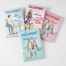 1个彩色印刷哑光护照套，带字母印刷和固定边缘设计，适用于国际旅行护照夹、护照盒、护照钱包、护照袋，适合度假、假期、返校旅行，轻便防水，便于携带，是旅行必备的夏季旅行配件。 - 彩色 - 查看 1