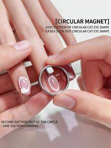 3D Round Magnetic Nail Stickers And Cat-Eye Magnetic Rings, Designed Specifically For Round Nails. Perfect For Nail Salons, DIY Enthusiasts, And Brides, As Well As For Valentine's Day And Christmas Gifts-An Easy-To-Use Magnetic Nail Design Kit. - Silver - View 5