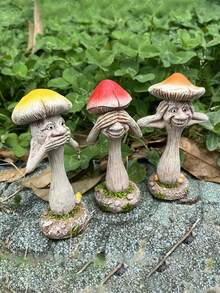 1个趣味树脂蘑菇工艺装饰品，适用于花园、庭院、家居装饰，创意十足 - A - 查看 1