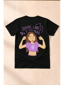 Playera Feminista - 8 De Marzo- 8m  Juntas Y Sin Miedo - Negro - Ver 1
