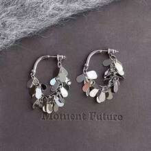 1 对女士优雅流苏耳环，适合日常佩戴，小众设计，高端感，别致奢华新风格 - 銀色 - 查看 2