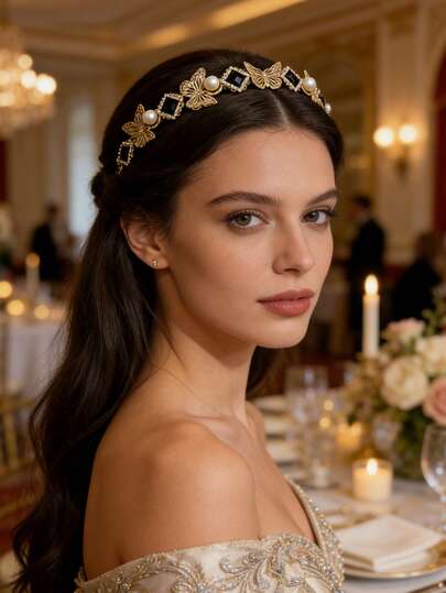 1 pièce Serre-tête de style baroque de luxe avec cristaux et faux perles, Serre-tête vintage incrusté de cristaux, accessoire de mode pour femmes, convient pour le mariage, les galas, les fêtes, les vacances et le port quotidien, été, vacances, voyage