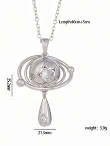 1 chiếc dây chuyền mặt dây chuyền hình sao Thổ đính kim cương thời trang dành cho nữ, chất liệu thép titan, thiết kế sang trọng, phù hợp cho đám cưới, tiệc tùng và đeo hàng ngày. - Nhiều màu - Xem 4