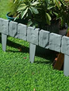5/10/20 pezzi Recinzione decorativa per prato, bordo in plastica effetto pietra per giardino, aiuola, cortile, patio, recinzione divisoria da giardino a incastro - multicolore - Visualizzare 2