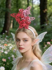 蝴蝶发箍配皇冠，茶会花园派对蝴蝶主题派对服装头饰 - A - 查看 1