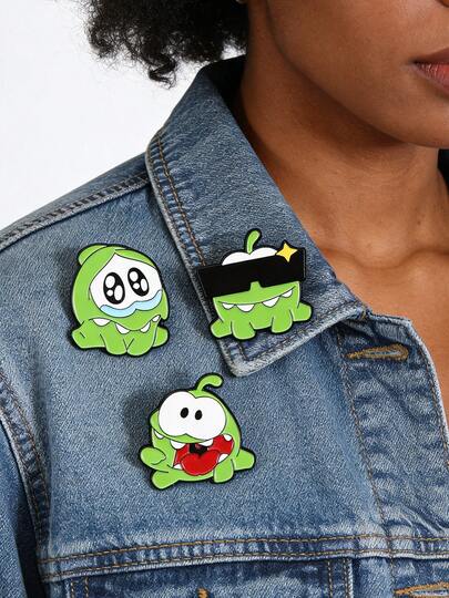 1set Cute Green Monster Sad Crying Face Enamel Pins Cool Fashion Glasses Cool Brooch Lapel Badge Fashion Jewelry Gifts For Friends