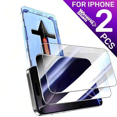 2 paquetes de protector de pantalla HD para iPhone 16/15/14/13/12/XS Max/XR/16e/16 Pro Max/16 Pro/16 Plus/17/17 Air/17 Pro/17 Pro Max, película de vidrio templado ultra clara y sin burbujas, anti-manchas de aceite, compatible con la serie Apple 17