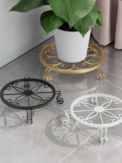 1 pieza Soporte de metal para plantas de exterior, soporte para macetas, soporte de metal para plantas de alta resistencia con revestimiento resistente a la oxidación, soporte para plantas de interior para jardín, balcón, hogar y cocina, perfecto para sostener artículos pesados como árboles en macetas grandes, barriles de whisky y decoración de jardín, ideal para una colocación versátil