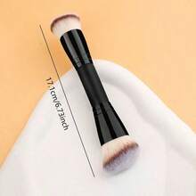 Brocha de maquillaje 2 en 1 negra, adecuada para el maquillaje facial diario y rutinas de cuidado de la piel profesional, herramienta de belleza profesional - A - Ver 5
