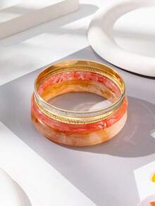 Bộ 6 vòng tay bằng nhựa Acrylic và kim loại thanh lịch dành cho nữ (Màu sắc và họa tiết ngẫu nhiên) - màu xanh lá - Xem 42