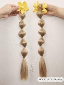 18 Inch 1 Pc Handmade Bubble Braid Ponytail Wig, Hair Extension With Clips, Heat Resistant, Suitable For Women - Multicolor - View 3