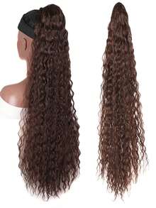 24英寸波浪马尾辫，弹性抽绳方便面卷蓬松合成抽绳网袋马尾辫卷发 - 彩色 - 查看 18