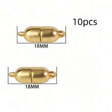 10个/套 18x6mm 不锈钢磁性扣环，金/银色，胶囊形连接器，适用于DIY珠宝制作、项链、手链、钥匙扣配件 - 彩色 - 查看 6
