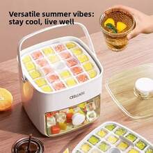 NEW 48-Cube Ice Maker With Easy Press Cap Double Layer Ice Cube Maker Refrigerator - White - View 5