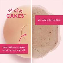 Sticky CAKEScircles + Sticky CAKEStriangles Set - The "Sticky Not Icky" Triangle Nipple Covers Designed For Deep Vees And Swim - 焦糖 - 查看 4