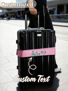 Personalized Name Pattern Luggage Strap, Bright Color Customized Suitcase Strap, Anti-Burst Packing Strap, Suitable For Checked Luggage, Unique Travel Gift For Couples, Family And Friends - Multicolor - View 3