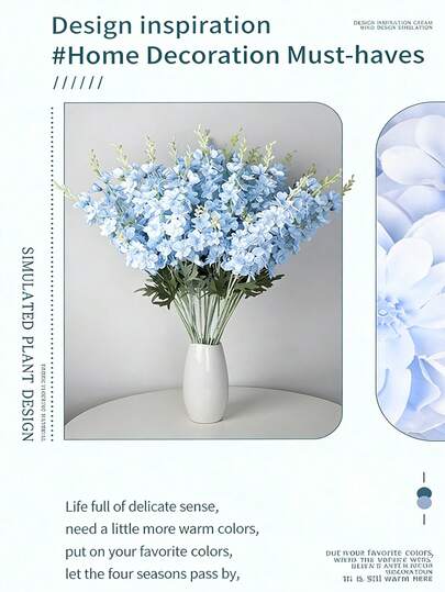 1/3/6支装 33.8英寸 人造丝蓝绿色小鸟花枝，适用于家居装饰、房间装饰、婚礼装饰、落地花瓶装饰、春夏装饰、花园装饰、户外派对装饰、办公室装饰