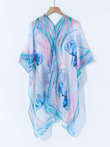 1 chiếc khăn choàng lớn đa năng họa tiết hoa sen chuyển màu mới, thích hợp cho mùa xuân, hè và thu. - Nhiều màu - Xem 4