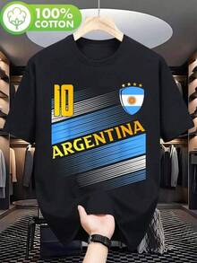 2026 World Cup Graphic Tees, Men's & Women's Argentina FootballJersey Number 10 - Retro Soccer Shirt WithArgentina Flag Design, Soccer Jersey, Teen Summer Clothes, Shirts For Adults & Kids, Family Matching Outfit, Comfort Fit CrewNeck T-Shirt For Training, Fan Apparel & Casual Wear (Machine Washable) - UnisexFor All-Season Use, Adult And Children's Sizes - 黑色19 - 查看 8