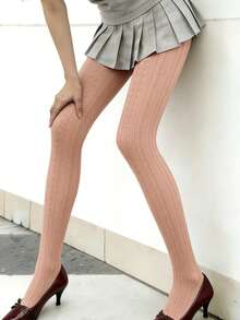 1 Piece Women's Orange Hollow Out Breathable Versatile Unique Design Mesh Tights For Outdoor Shopping Daily Wear - Orange - View 7