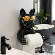 1pc French Bulldog Shaped Wall-Mounted Tissue Paper Holder - Made Of Resin Material, No Metal Tube Needed, Suitable For Bathroom Decor And Storage, Toilet Paper Dispenser - 1 French Bulldog Toilet Paper Holder - View 8