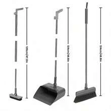 Luminpool 3 In 1 For Sweeping Indoor And Push Broom Outdoor With Dust Pan, Broom With Dustpan Combo Set, Adjustable And Rotatable - Grey - View 2