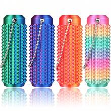 1个带刺的Grippie钥匙扣，缓解焦虑压力球钥匙扣，便携式迷你触觉按摩滚轮，带纹理尖刺，成人焦虑钥匙圈，旨在主动缓解焦虑，成人刺激玩具，3D打印带刺感官减压工具，带刺设计，可缓解焦虑，适合成人的放松礼物，口袋大小的减压小玩意（颜色随机渐变） - 彩色 - 查看 2