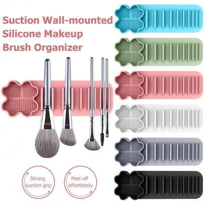 Giá phơi và làm sạch cọ trang điểm đa năng, giá đỡ cọ trang điểm gắn tường bằng giác hút, dụng cụ làm sạch cọ trang điểm bằng silicon, dụng cụ chăm sóc sắc đẹp và chăm sóc cá nhân.