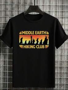 T Shirt Print ,Graphic-Cotton Tees Size Plus, Cartoon Round Neck Short Sleeve,1PC Men's Middle Earth Hiking Club Fantasy Adventure T-Shirt Inspired By Tolkien Characters And Landscapes ,Y2K,Oversized Shirt Men,With Shirt,Summer Tops,Shirt Suitable - 黑色 - 查看 7