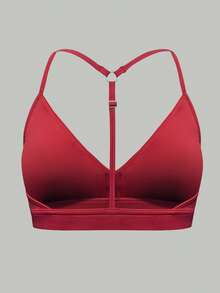 Women's V-Neck Y-Shaped Back Athletic Training Active Tops Adjustable Shoulder Straps Fitness Running Yoga Sports Bra - Red - View 6
