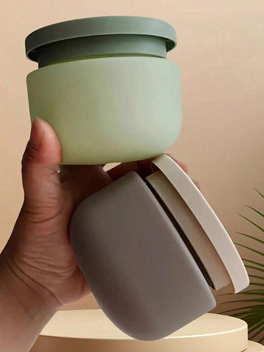 8.45盎司可重复灌装化妆品罐 - 防漏旅行洗漱用品收纳罐,带盖,适用于面膜和面霜,完美礼品配件(250毫升),磨砂玻璃护肤罐,木纹盖,可重复使用,适用于客厅、家居、卧室、浴室、家居装饰,可盛放面霜、眼霜、乳液、化妆品,旅行收纳罐,便携式洗漱包 - 彩色 - 查看 1